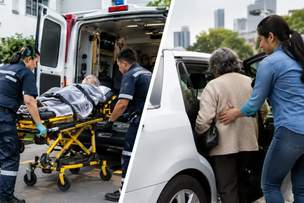 Ambulancia privada versus taxi médico: ¿cuándo elegir?