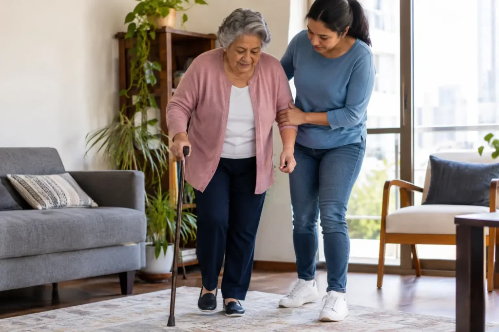 Prevención de caídas en adultos con medidas clave